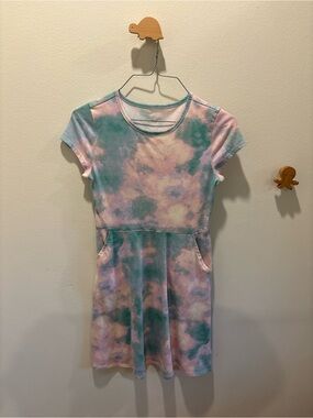 wonder nation Tie-Dye Short Sleeve Dress - Pink & Teal
